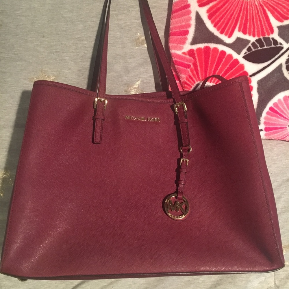 Burgundy MK Shoulder Bag